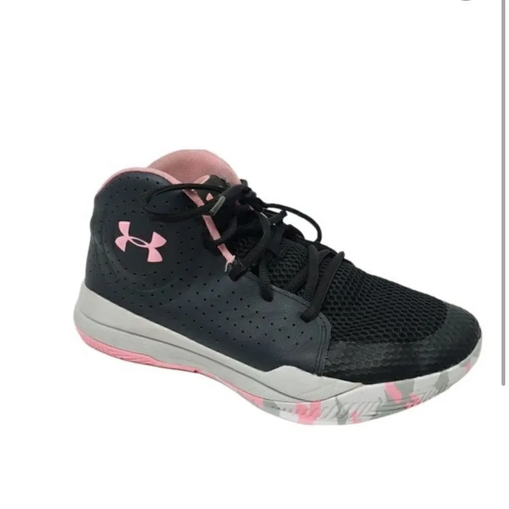 Under Armour pink black camo Jet hi top basketball athletic Shoes sneaker 6Y